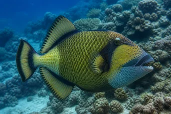 Balistoides viridescens (Βαλιστής με κίτρινο κεφάλι.)